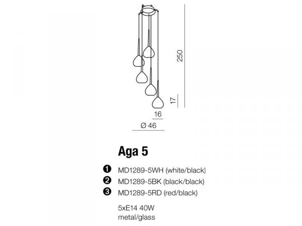 LAMPA WISZĄCA AZZARDO AGA 5 AZ1070