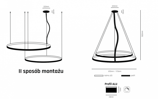 Lampa Zwieszana Biała Wisząca 3000K 87/117cm SHILO AGARI MULTI 5442