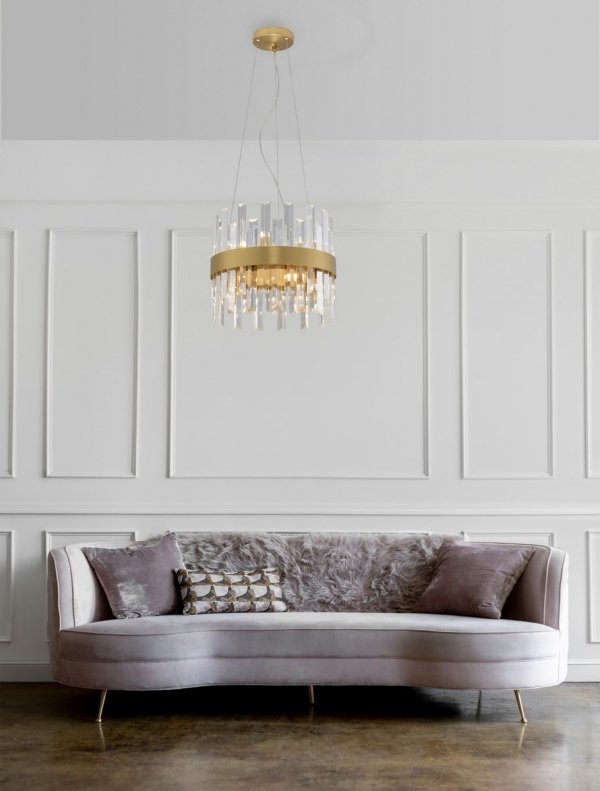 Kryształowa Lampa Wisząca Żyrandol Glamour w Kolorze Złotym LUCES ESCLUSIVAS CHOLULA LE42907