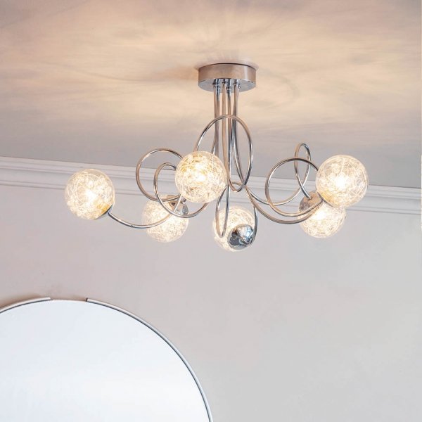 Nowoczesna Lampa Wisząca Chrom Deisgnerski Klosz Kula AURIA 76349 ENDON