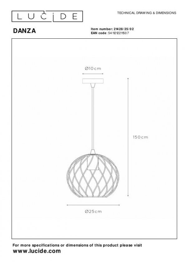 Lampa Wisząca Druciany Klosz DANZA 21428/25/02 LUCIDE