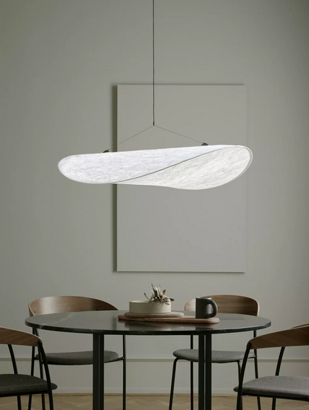 Lampa wisząca owalna materiałowa biała 90cm minimalistyczna klasyczna uniwersalna TENSE 21210 New Works