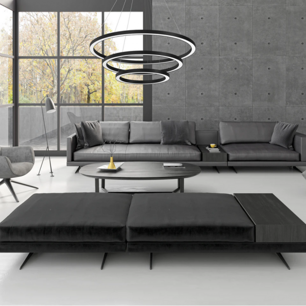 Nowoczesna lampa wisząca do salonu czarne ringi LED GALAXIA ML8424 MILAGRO
