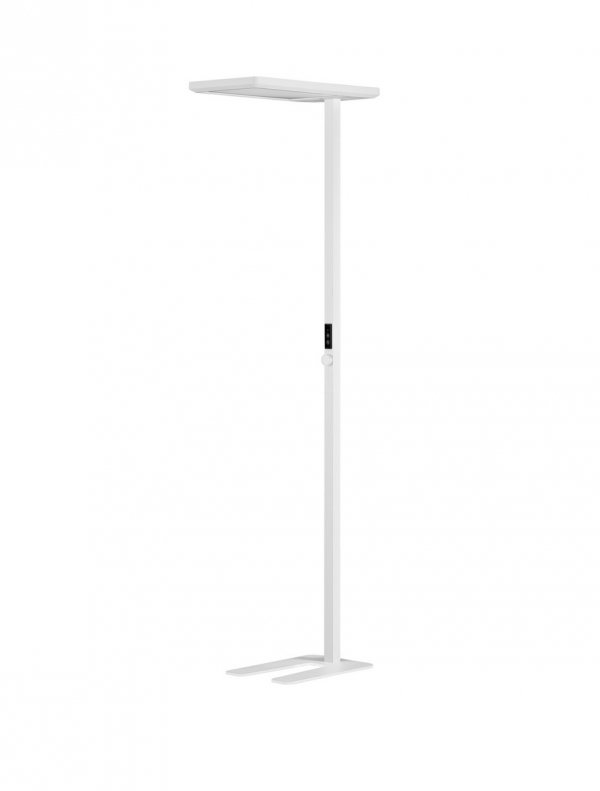 Lampa podłogowa biurowa aluminiowa biała LED minimalistyczna uniwersalna możliwość ściemniania czujnik obecności CENZIRA LE45413 Luces Exclusivas