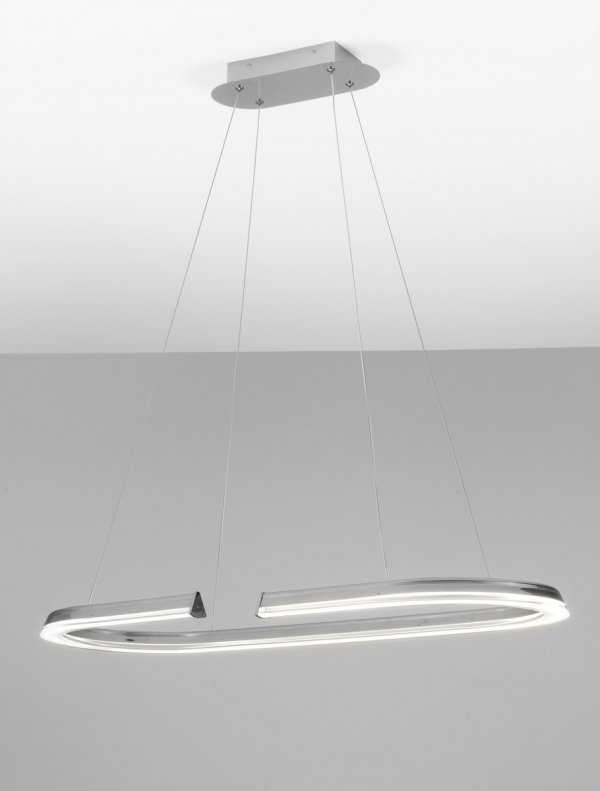 Srebrna owalna lampa wisząca nad wyspę stół ORINOCO LE44532 Luces Exlusivas