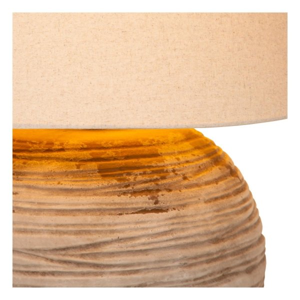 Dekoracyjna lampka stołowa ceramiczna podstawa z bawełnianym abażurem owalna nowoczesna na komodę DENISE 47511/81/43 LUCIDE