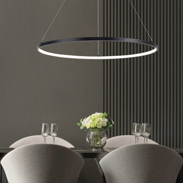 Nowoczesna Minimalistyczna Czarna Lampa Wisząca Ring LED HORIK  PEN89424-60BK ZUMA LINE
