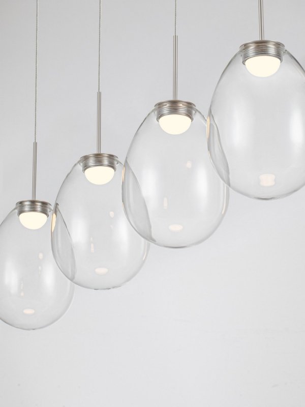 Lampa wisząca wielopunktowa LED srebrna owalna szklana minimalistyczna uniwersalna Luces Exclusivas