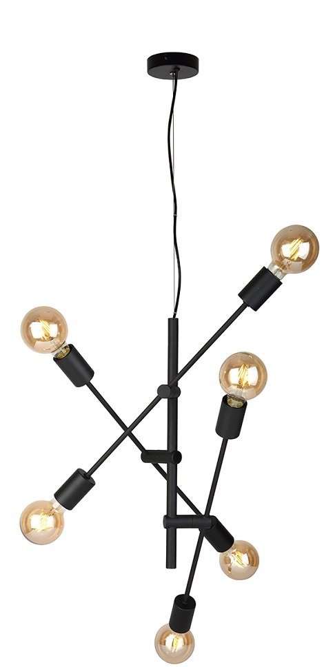 ITALUX FERREIA PND-5986-6-BL LAMPA WISZĄCA CZARNA LOFT INDUSTRIALNA LAMPA WISZĄCA STICKS