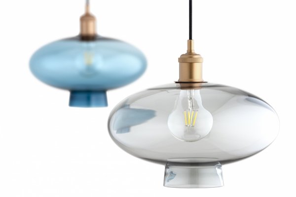 Szklana lampa wisząca TRESCO 8981 Argon Dymione Szkło Miedziane detale