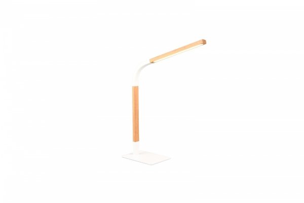 Nowoczesna Biała Dekoracyjna Lampka Stołowa LED Drewniana NORRIS 545210131 TRIO