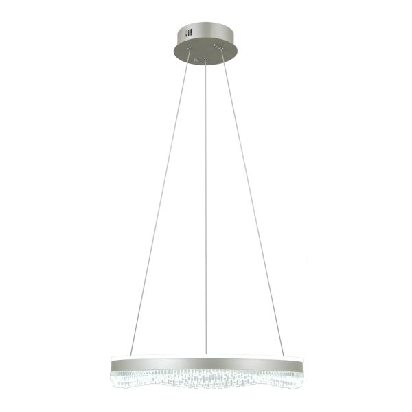 Lampa wisząca okrąg z kryształkami 50cm LED srebrna dekoracyjna w nowoczesnym stylu zmiana barwy światła Morte PND-34535-M-SILV Italux