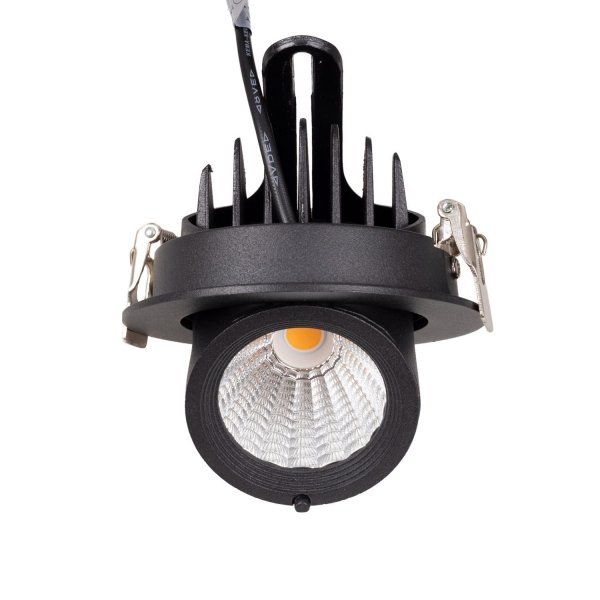 Oprawa wpuszczana w sufit LED minimalistyczna klasyczna okrągła czarna aluminiowa regulowana Rubio H0133 MAXLIGHT 