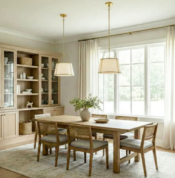 Klasyczna lampa wisząca mosiężna abażurowa dekoracyjna z geometrycznym detalem SAVANNAH P03538BR-WH
