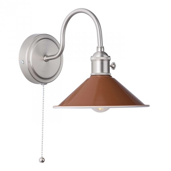 Chrom Kinkiet Ścienny Vintage Czerwony Klosz HADANO HAD0761-08 DAR LIGHTING
