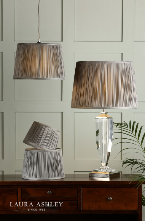 Klosz Abażur 30cm LAURA ASHLEY Hemsley Pleated Silk Grey DAR LIGHTING LA3713803-Q (Abażur- Bez Podstawy)