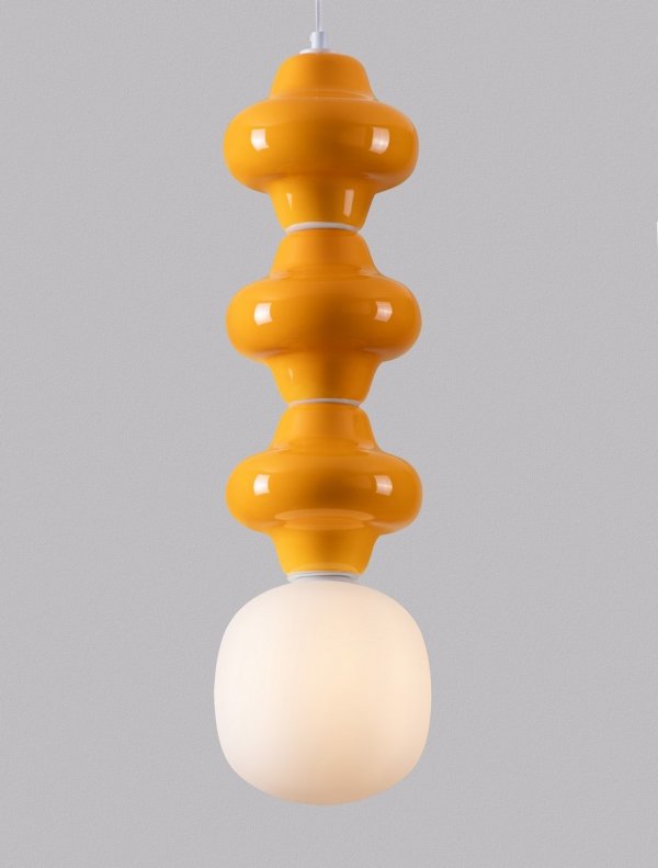 Designerska Lampa Wisząca z Ceramiki w Kolorze Pomarańczowym Luces Exclusivas VILROSA LE44567