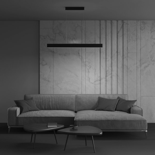 Minimalistyczna nowoczesna lampa wisząca LED listwa metalowa czarna regulacja wysokości Step MAYTONI P010PL-L30B4K