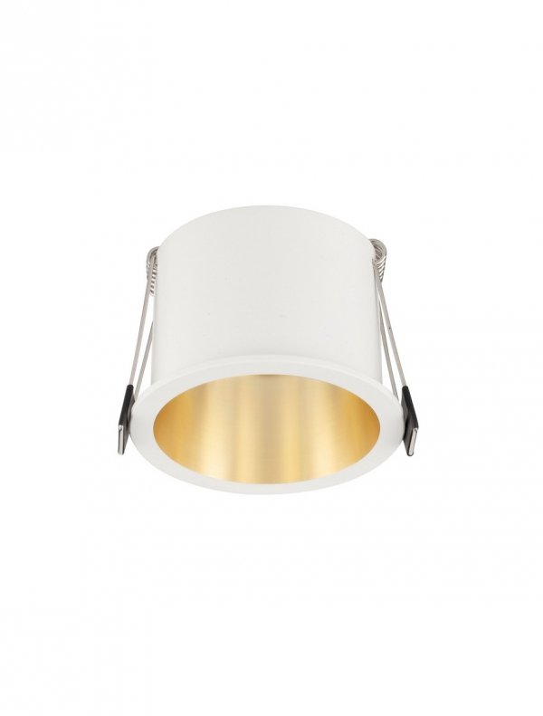 Biało-złota okrągła oprawa sufitowa podtynkowa wpuszczana GU10 minimalistyczna Luces Exclusivas