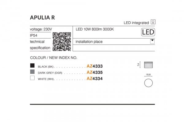 ZEWNĘTRZNY PLAFON SUFITOWY LED AZZARDO APULIA R IP54 AZ4333