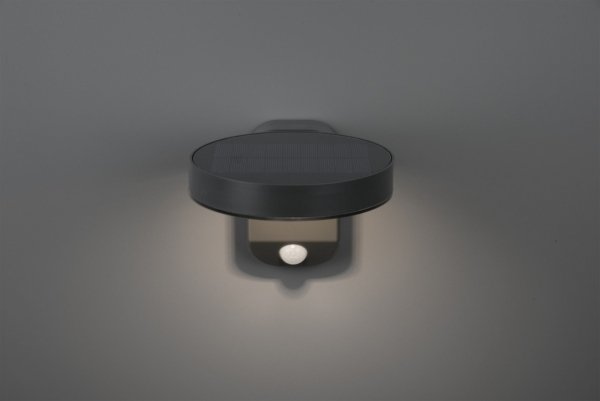 Minimalistyczny Antracytowy Kinkiet Ogrodowy Solarny LED Z Czuinikiem Ruchu POSADAS R22251142 RL