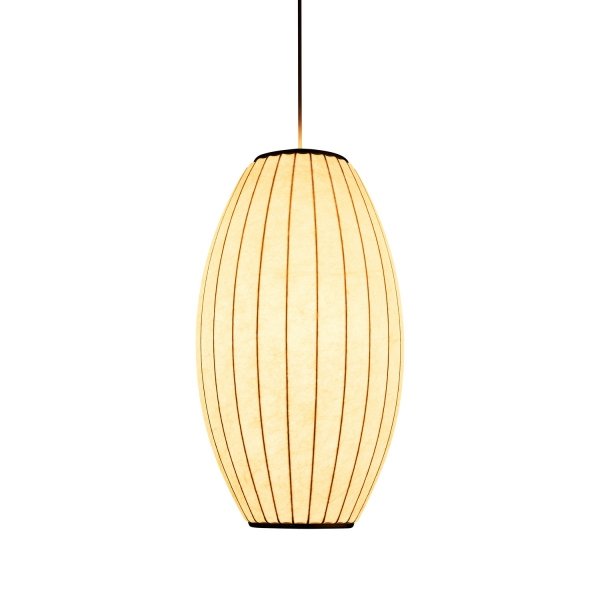Dekoracyjna nowoczesna biała lampa wisząca designerska skandynawska tkaninowy abażur podłużny 60cm SILK BARREL ST-2335-30 Step Into Design