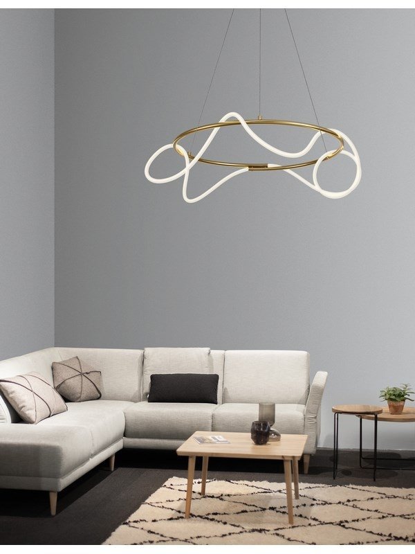 Złota Designerska Lampa Wisząca LED w Nowoczesnym Stylu - Okrąg LED FIJO LE41389