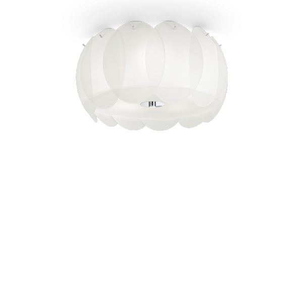 Biały szklany plafon sufitowy biały Ovalino pl5 Ideal lux 093963