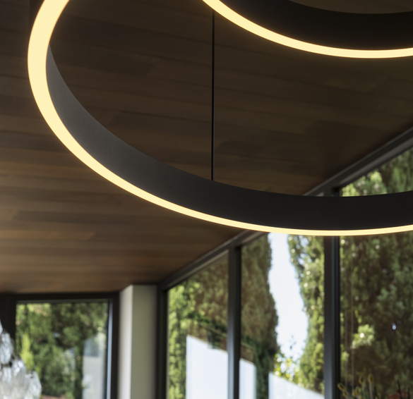 Designerska czarna lampa wisząca LED falista okrągła nowoczesna dekoracyjna WAVES-1 SP 345215 Ideal Lux 