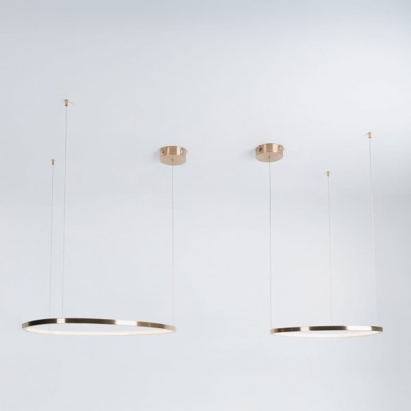 Nowoczesna lampa wisząca okrąg ring CAYENNE 60 cm P0605D Maxlight miedź szczotkowana/ różowe złoto