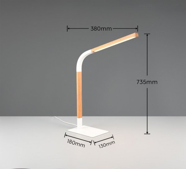 Nowoczesna Biała Dekoracyjna Lampka Stołowa LED Drewniana NORRIS 545210131 TRIO