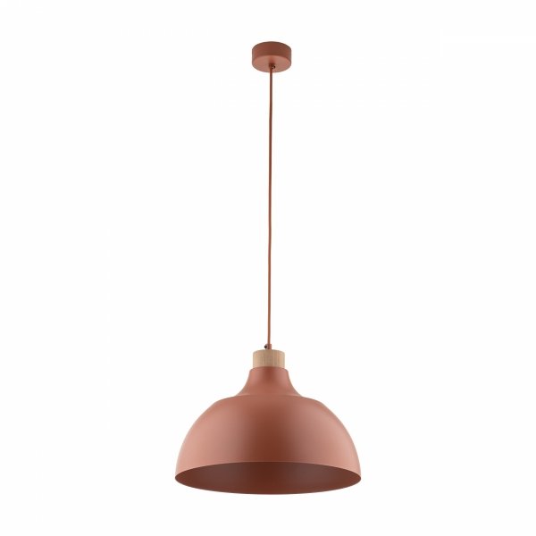 Minimalistyczna lampa wisząca w stylu rustykalnym kolor brick z elementem drewnianym CAP BRICK 6927 TK-Lighting 