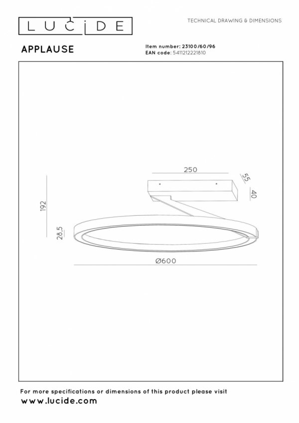 Nowoczesny plafon lampa sufitowa LED brązowy okrąg uniwersalny minimalistyczny możliwość ściemniania na pilota APPLAUSE 23100/60/96 Lucide