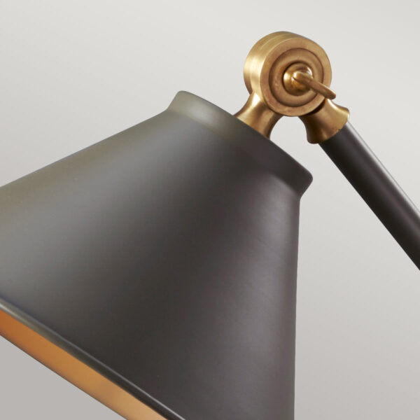 Industralna mała lampka na biurko stołowa kolor ciemnoszary + postarzany mosiądz Provence PV-ELEMENT-GAB Elstead Lighting