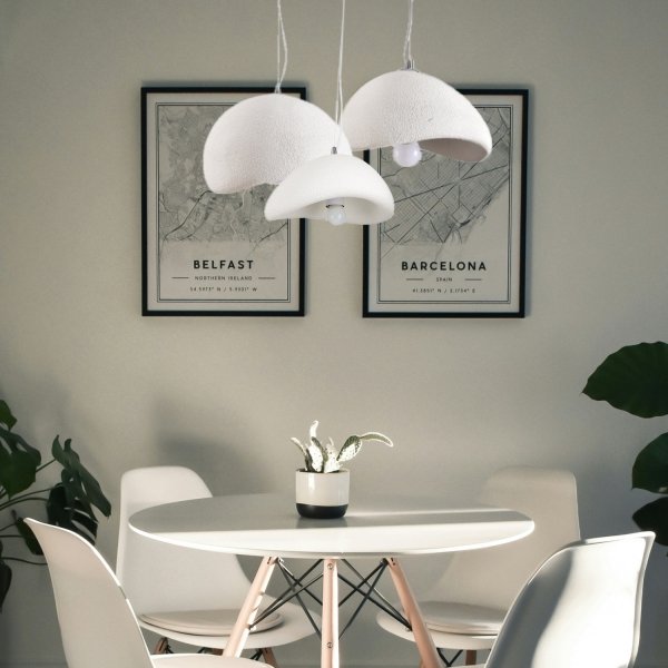 Dekoracyjna nowoczesna biała lampa wisząca designerski styl owalna regulacja wysokości STONE DN429-400 Step Into Design