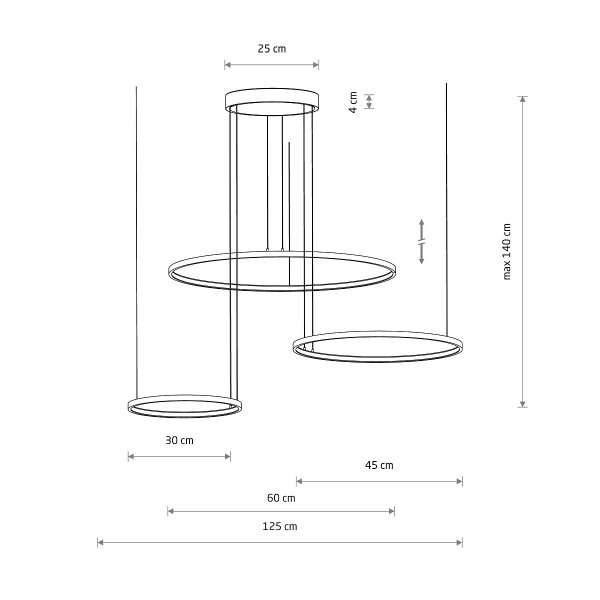 Nowoczesna czarna lampa wisząca LED potrójny okrąg CIRCOLO 11648 Nowodvorski Lighting