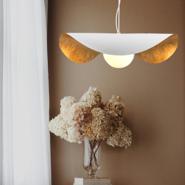 Lampa wisząca ozdobna aluminiowa biała industrialna designerska elegancka mleczny szklany klosz ENZO ST-F22020601-D40 white Step Into Design