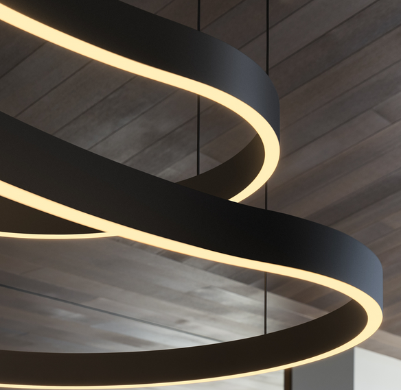 Designerska czarna lampa wisząca LED falista okrągła nowoczesna dekoracyjna WAVES-1 SP 345215 Ideal Lux 