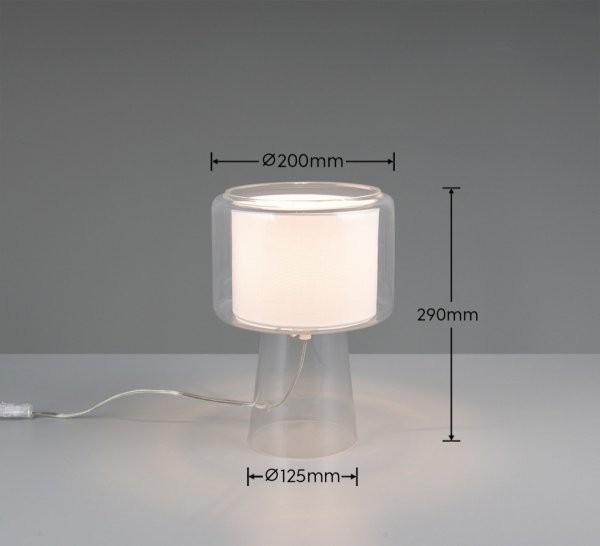 Lampka nocna stołowa szklana szara minimalistyczna klasyczna ROCKA 519900152 Trio