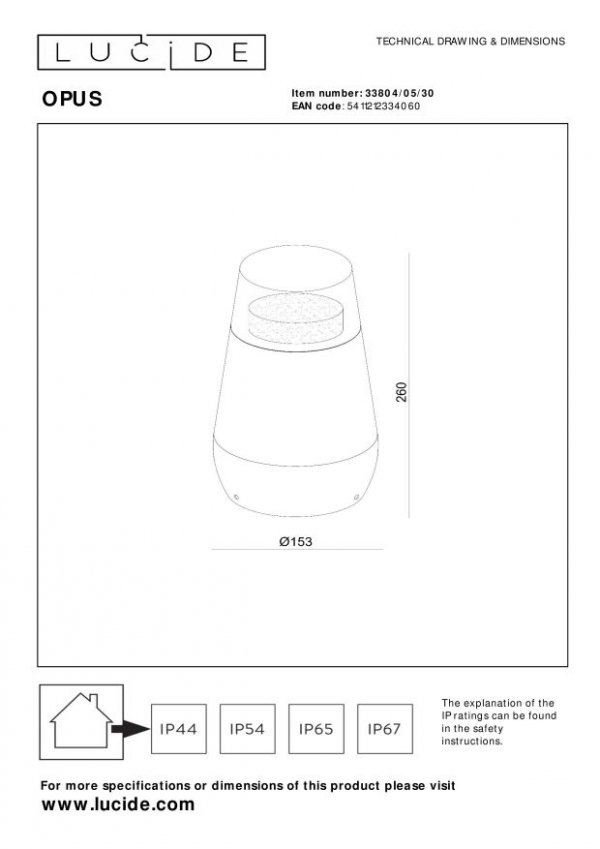 Lampa zewnętrzna do ogrodu na taras LED nowoczesna minimalistyczna czarna aluminiowa OPUS IP54 33804/05/30 LUCIDE