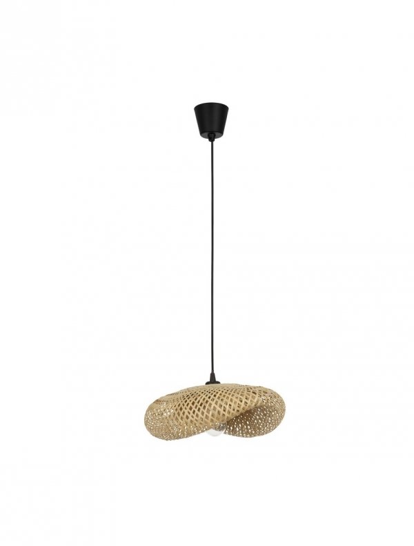 Lampa wisząca bambusowa pleciona kolor naturalny owalna boho rystykalna industrialna nad stół do salonu sypialni NULVERO LE45364 Luces Exclusivas