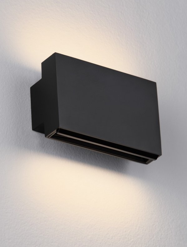 Minimalistyczny czarny kinkiet LED aluminiowy prostokąt klasyczny podświetlający ścianę LORANCA LE45563 Luces Exclusivas