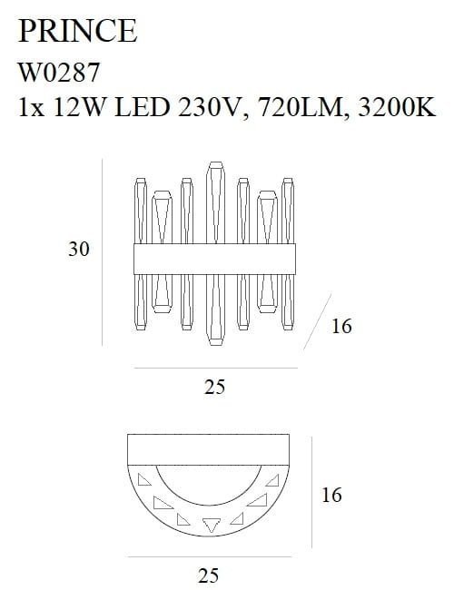 Złoty Kryształowy Kinkiet MAXLIGHT PRINCE W0287 