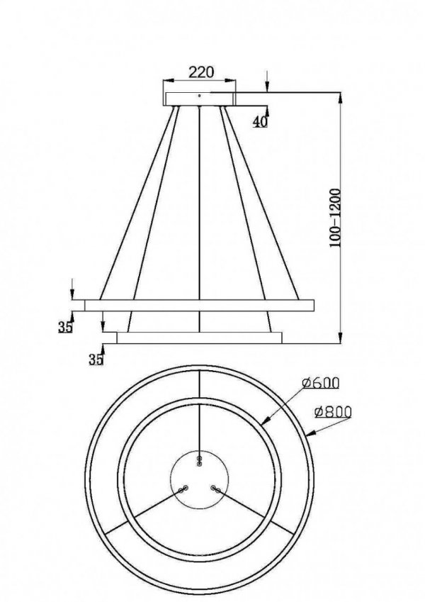 Lampa Wisząca Okrągła Czarna RIM MOD058PL-L74B3K MAYTONI