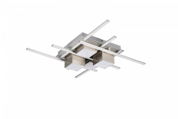 Nowoczesny plafon lampa sufitowa LED srebrna uniwersalna minimalistyczna geometryczna listwy geometryczna ściemnialna ROGER 647810407 Trio