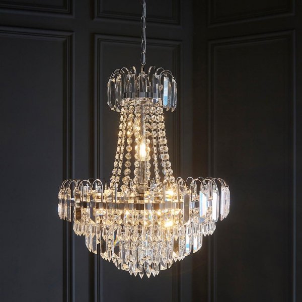 Żyrandol Szklany Glamour Przezroczysty AMADIS 96826-CH ENDON