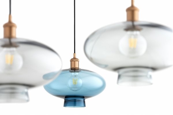 Szklana lampa wisząca TRESCO 8982 Argon Niebieski Miedziane detale