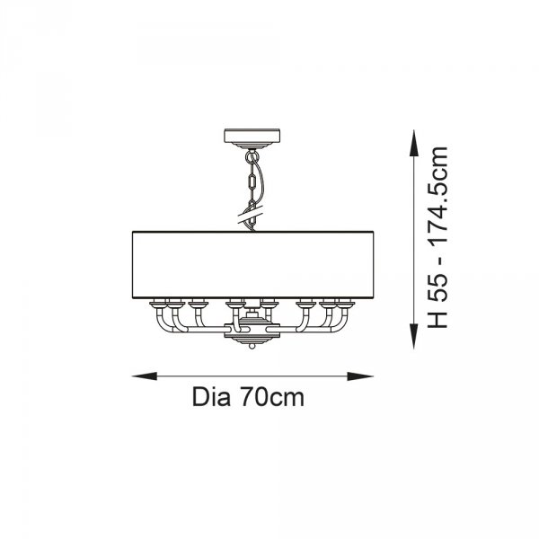 Lampa wisząca abażurowa lniana okrągła chromowana minimalistyczna klasyczna HIGHCLERE 99152 ENDON 