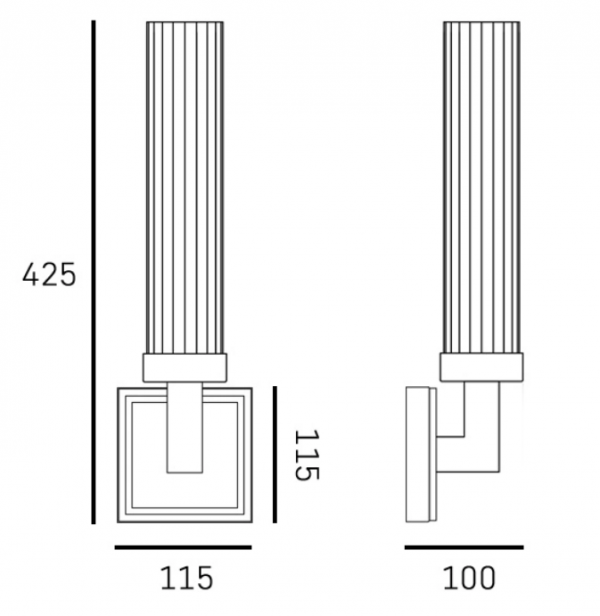 Kinkiet czarna tubka z ryflowanego szkła minimalistyczny klasyczny dekoracyjny QUINCY W01842BK Cosmo Light