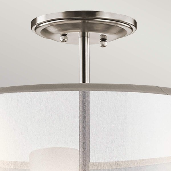 Żyrandol Saldana - 3 źródła światła Klasyczny pewter abażur z organzy okrągły klosze tuba minimalistyczny uniwersalny KL-SALDANA3 KICHLER